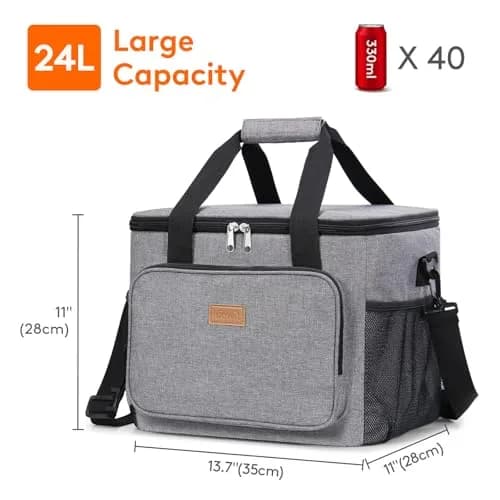 Lifewit Insulated Lunch Box for Men, 24L Gray | Large Capacity Food Cooler for Office & Travel thumbnail 3
