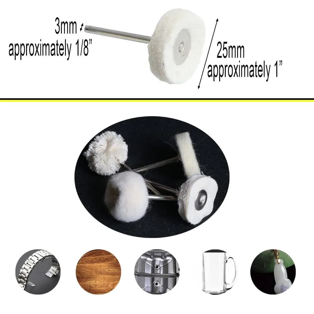 FPPO 1Inch Polishing Buffing Wheel Set with 3mm Shank | 50 Pieces for Rotary Tools - view 2