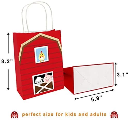 Fancy Land Farm Animal Party Favor Bags Barnyard Goodies Bag with Handles | Reusable, Bright Double-Sided Printed, 18 Pack thumbnail 4