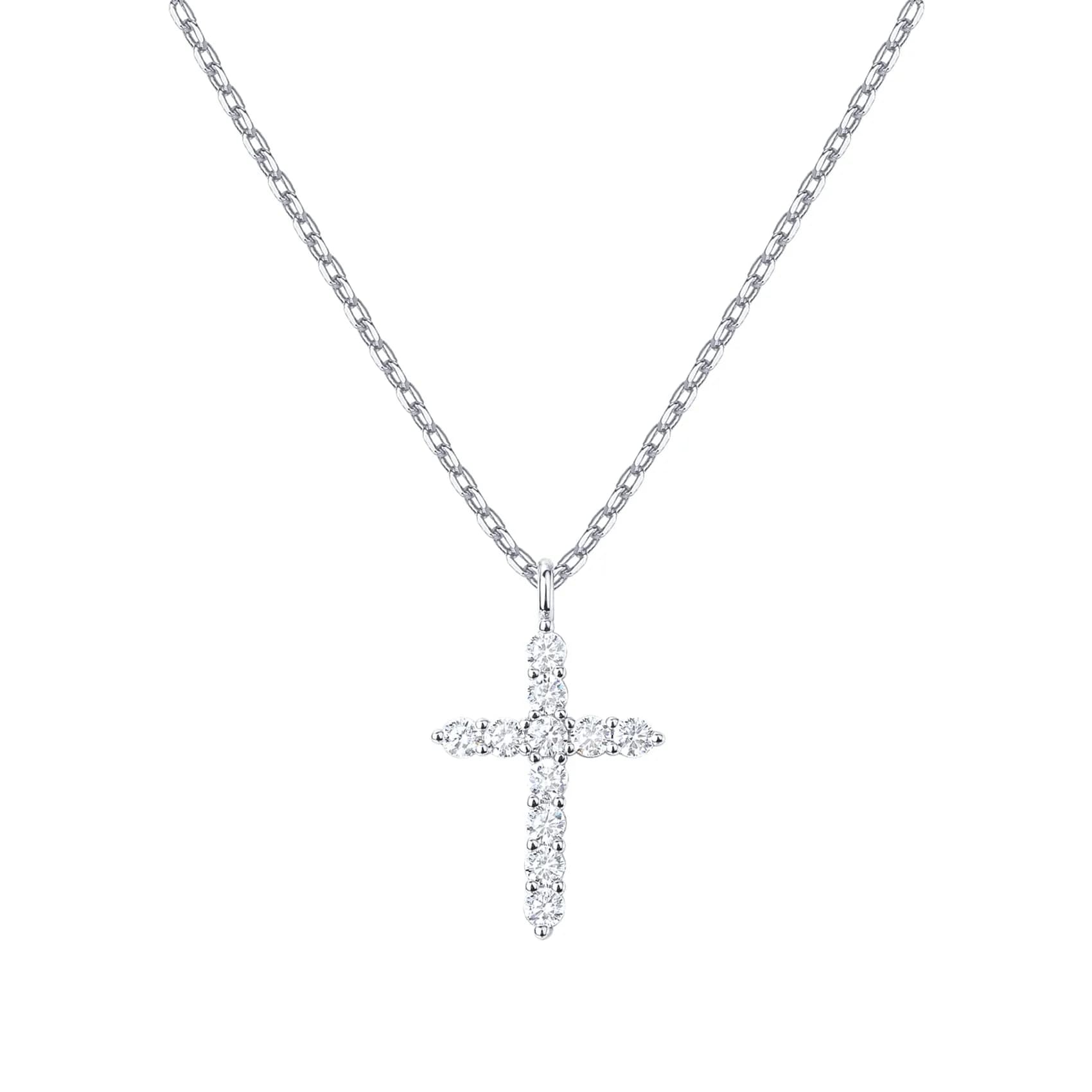 PAVOI Classic Cross Pendant Necklace for Women, White Gold, W - main product image
