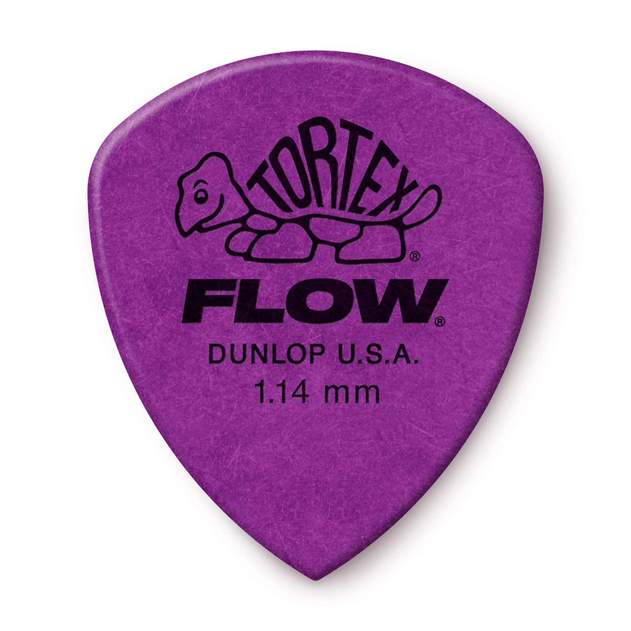 Jim Dunlop Tortex Flow Pick 1.50MM (12-Pack) | Precision Guitar Plectrum for Articulation — Purple / 1.14mm