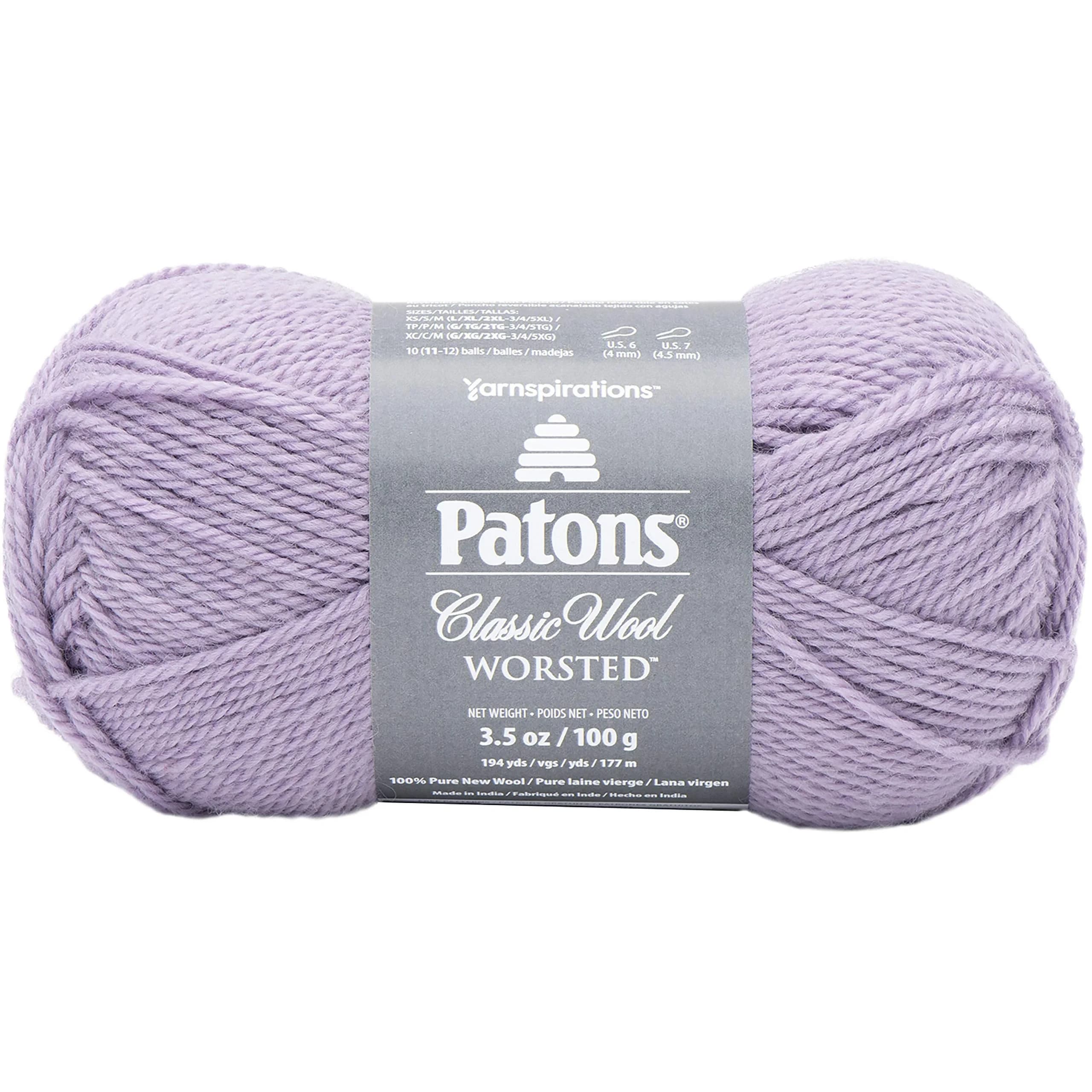 Patons Classic Wool Yarn Misty Lavender 100g (3.5 oz) | 100% Wool Yarn for Knitting & Crochet