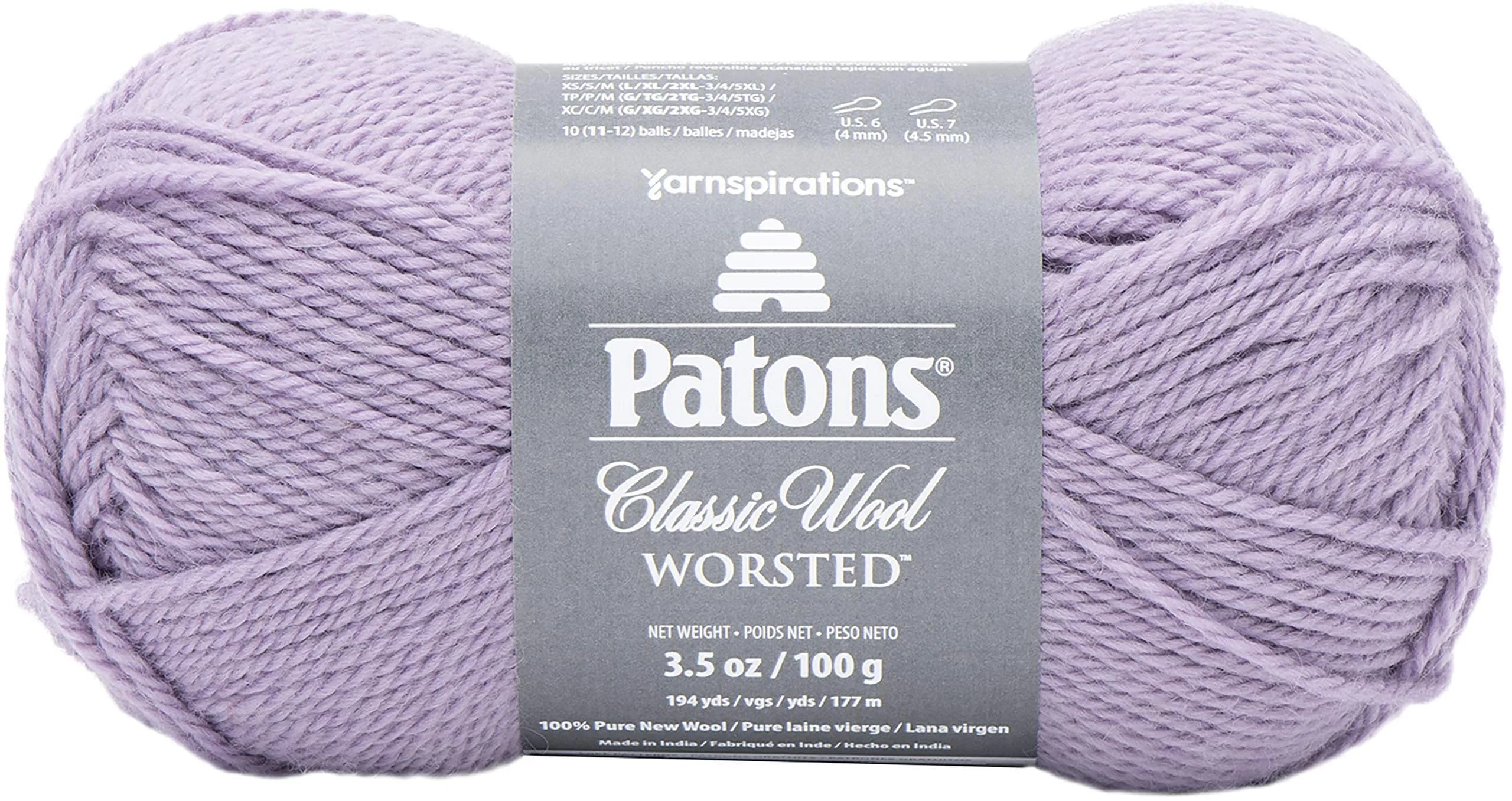Patons Classic Wool Yarn Misty Lavender 100g (3.5 oz) | 100% Wool Yarn for Knitting & Crochet