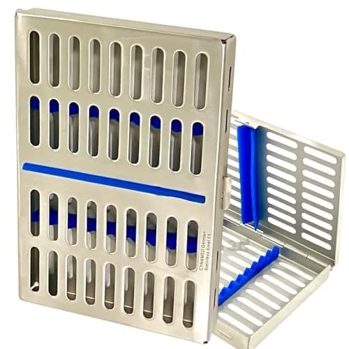 Cynamed German Stainless Dental Instruments Autoclave Cassette 7.25" x 5" x 0.75" | Sterilization Tray for 10 Instruments thumbnail 1