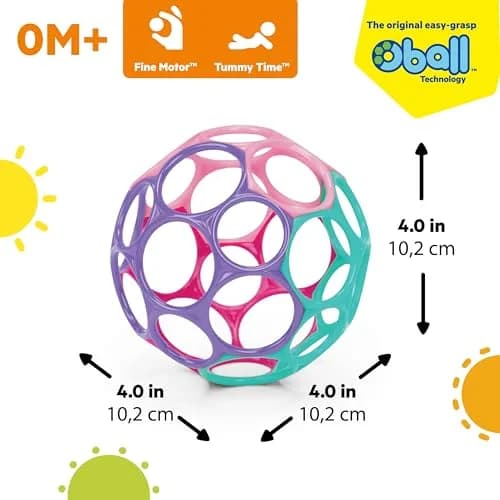 Bright Starts Oball Classic Easy-Grasp Ball Toy for Newborns and Up | 4-Inch Diameter, BPA-Free Plastic thumbnail 3