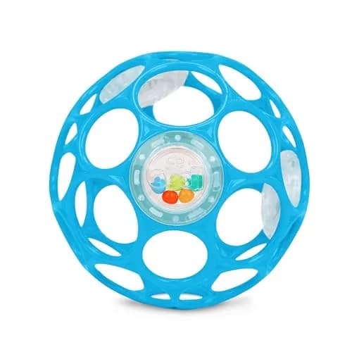 Bright Starts Oball Easy-Grasp Rattle BPA-Free Infant Toy in Blue, 4 Inches | Award-Winning Design for Little Fingers thumbnail 1