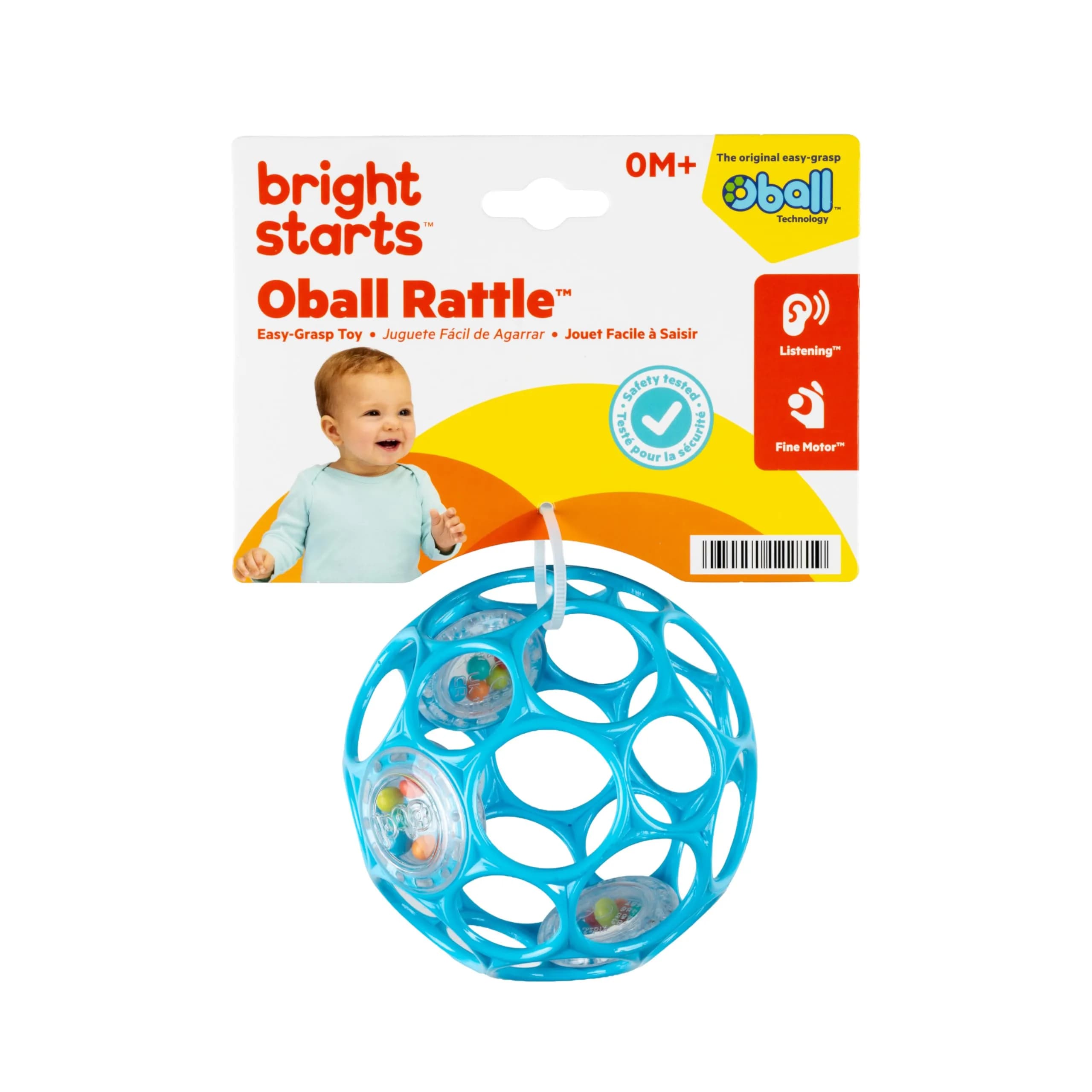 Bright Starts Oball Easy-Grasp Rattle BPA-Free Infant Toy in Blue, 4 Inches | Award-Winning Design for Little Fingers - view 8