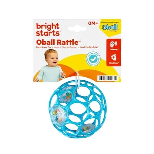 Bright Starts Oball Easy-Grasp Rattle BPA-Free Infant Toy in Blue, 4 Inches | Award-Winning Design for Little Fingers thumbnail 8