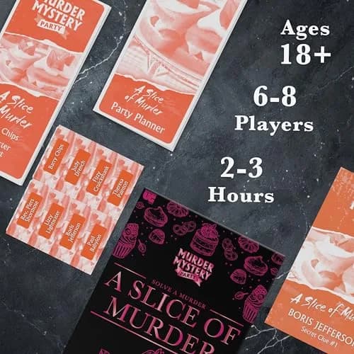 Murder Mystery Party A Slice of Murder Game 561 g (19.8 oz) | Interactive Dinner Party Game for 6-8 Players thumbnail 3