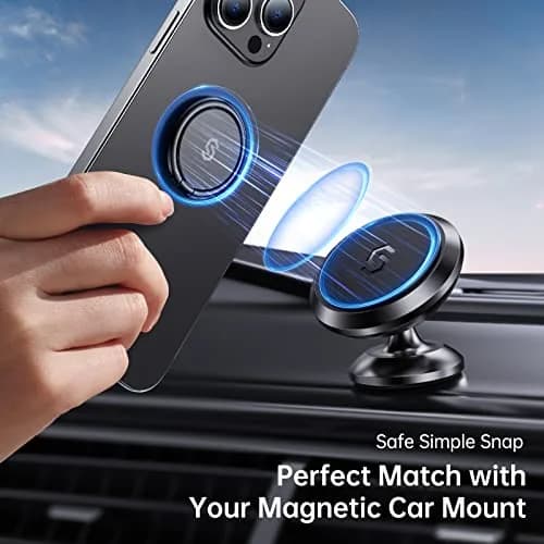 SYNCWIRE Adhesive Phone Ring Holder, Cell Phone Grip, iPhone Ring Stand with Magnetic Car Mount Plate (Black, 1 Pack) thumbnail 6