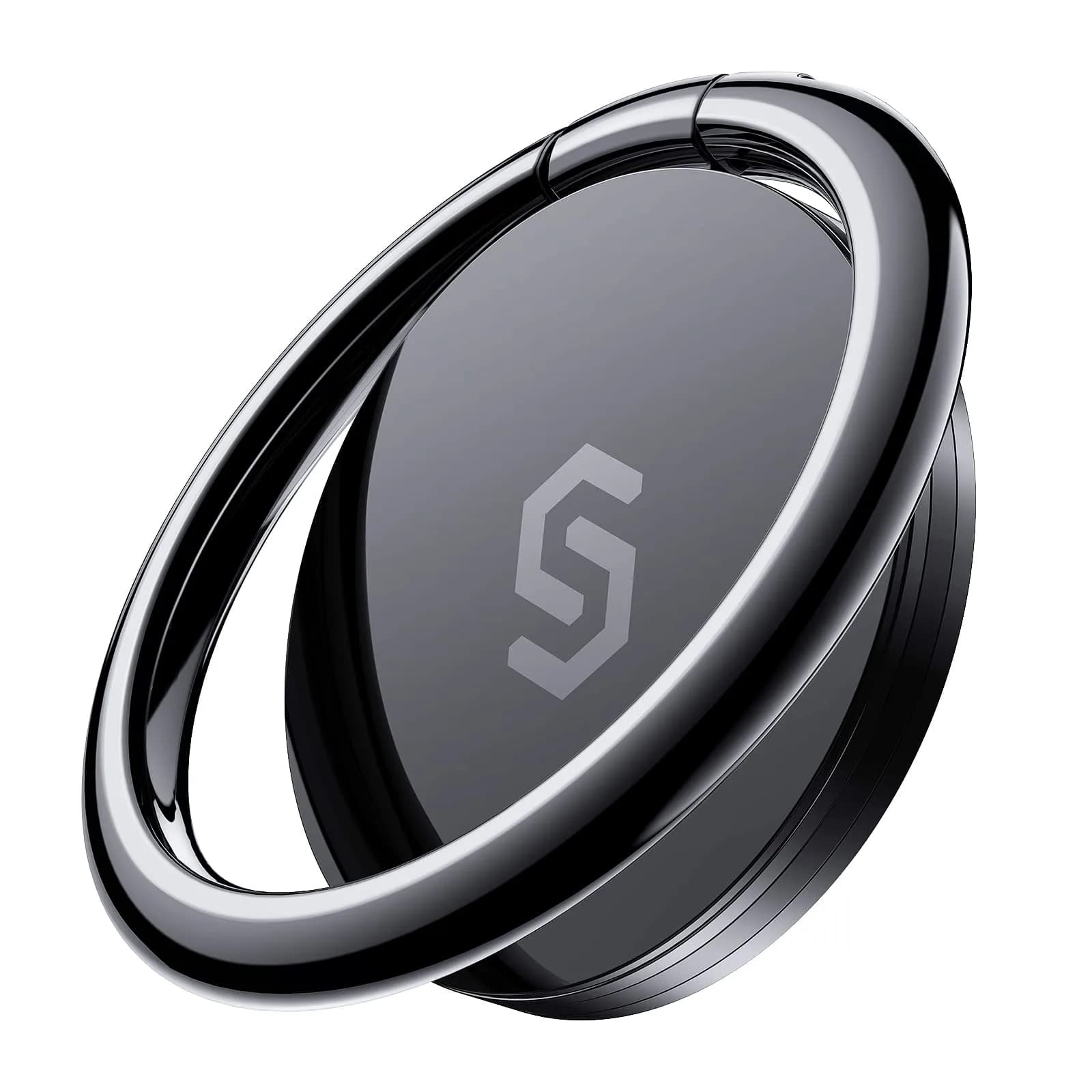 SYNCWIRE Adhesive Phone Ring Holder, Cell Phone Grip, iPhone Ring Stand with Magnetic Car Mount Plate (Black, 1 Pack) — Black