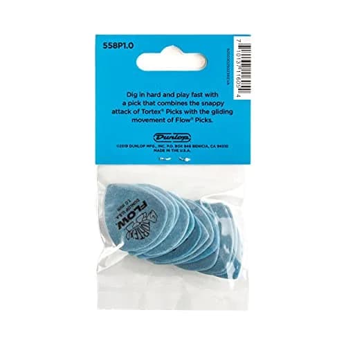 Jim Dunlop Tortex Flow Pick 1.0mm Blue (12-Pack) | USA Import for Precision Guitar Playing thumbnail 3