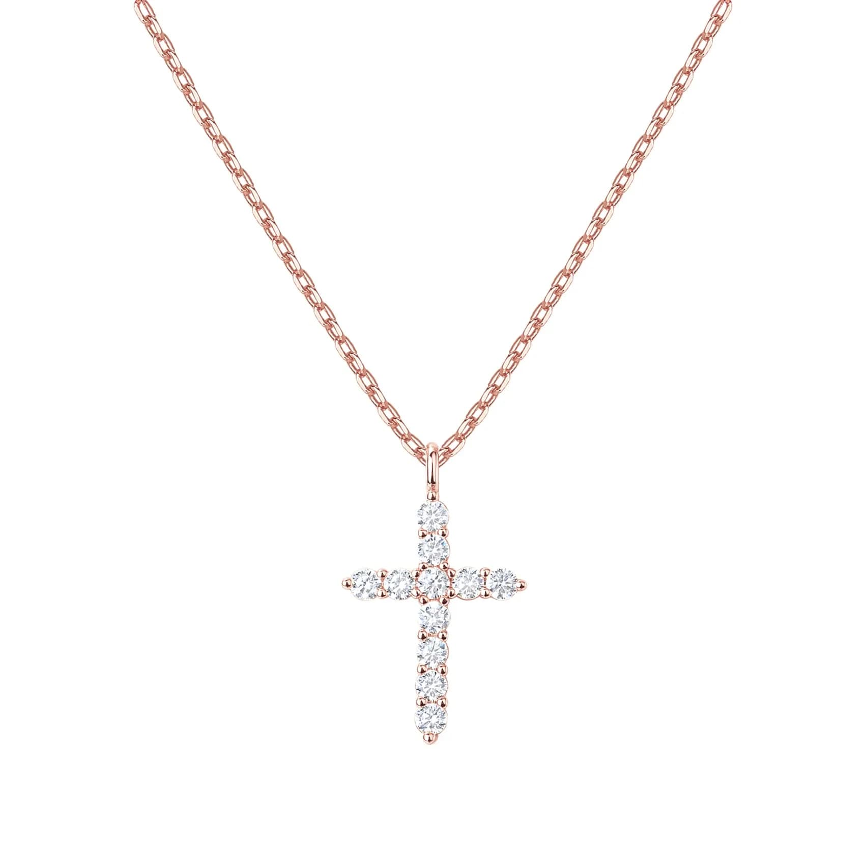 PAVOI Cross Pendant Necklace for Women, 14K Gold Plated, Rose Gold | Dainty Religious Jewelry