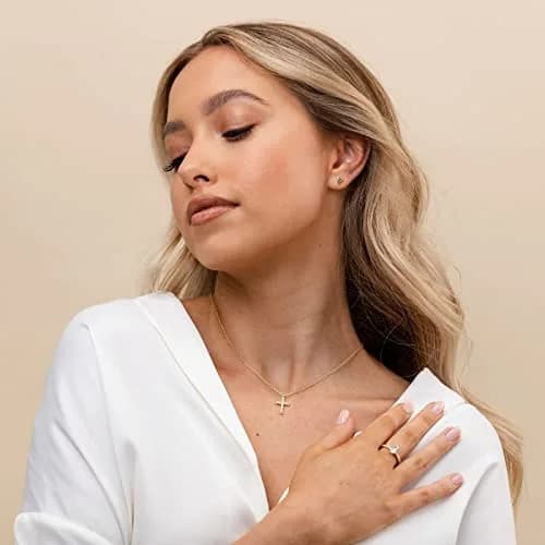 PAVOI Cross Pendant Necklace for Women, 14K Gold Plated, Rose Gold | Dainty Religious Jewelry thumbnail 4