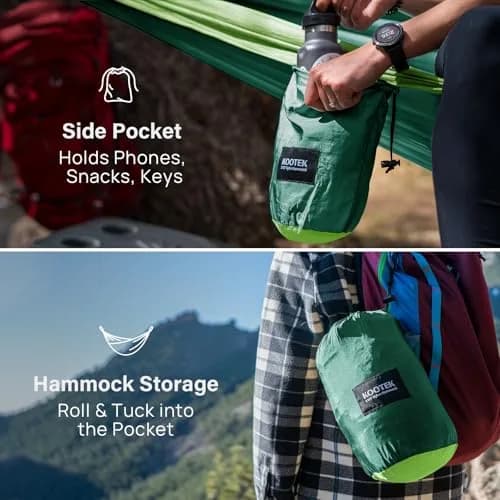 Kootek Camping Hammock 500lbs Capacity | Double Outdoor Camping Essential with Tree-Friendly Straps thumbnail 4