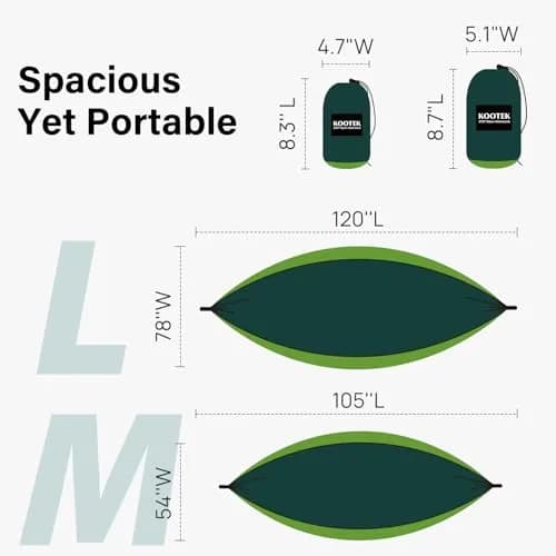 Kootek Camping Hammock 500lbs Capacity | Double Outdoor Camping Essential with Tree-Friendly Straps thumbnail 6