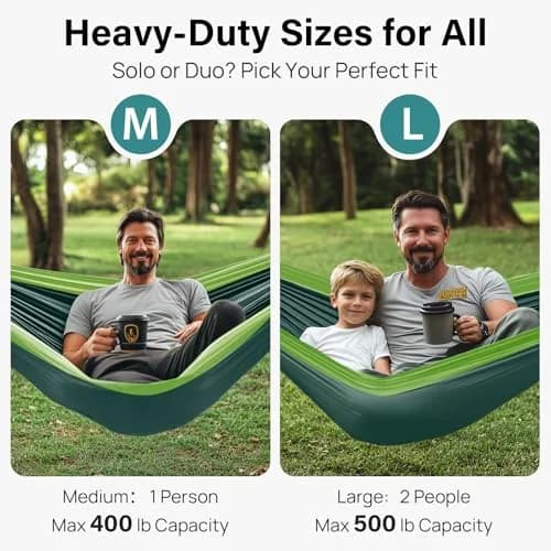 Kootek Camping Hammock 500lbs Capacity | Double Outdoor Camping Essential with Tree-Friendly Straps thumbnail 2