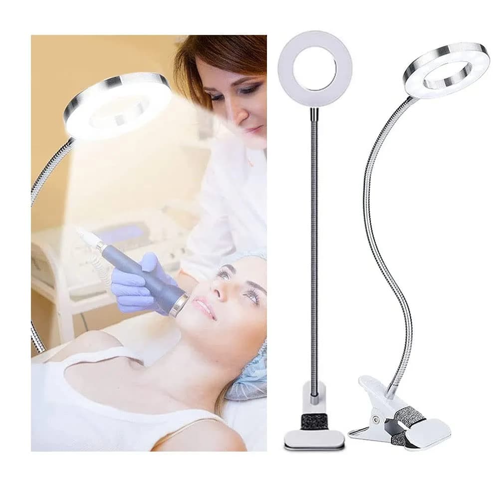 Salmue Silver USB LED Beauty Lamp 50cm (19.7in) | Eye-Friendly Flicker-Free Light for Tattoos, Makeup, and Study — Silver
