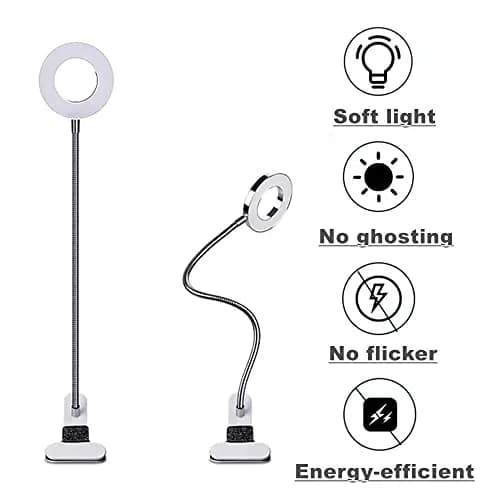 Salmue Silver USB LED Beauty Lamp 50cm (19.7in) | Eye-Friendly Flicker-Free Light for Tattoos, Makeup, and Study thumbnail 5