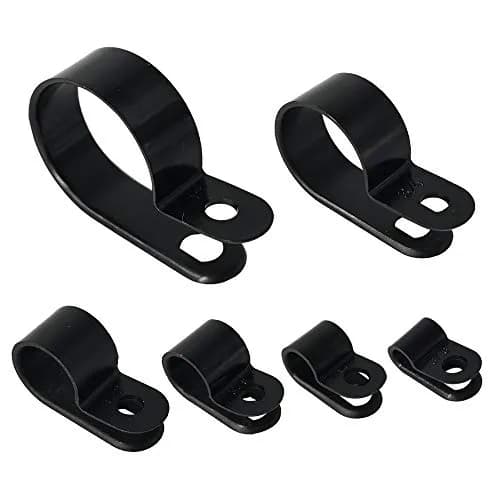 Alamic Cable Clamp 200 Pcs Black Nylon R-Type Cable Clips 6 Sizes | Cable Organizer for Electrical & Electronic Wires thumbnail 1