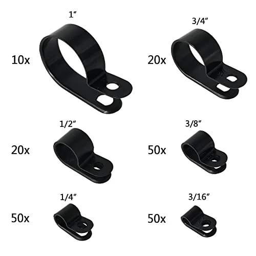 Alamic Cable Clamp 200 Pcs Black Nylon R-Type Cable Clips 6 Sizes | Cable Organizer for Electrical & Electronic Wires thumbnail 2