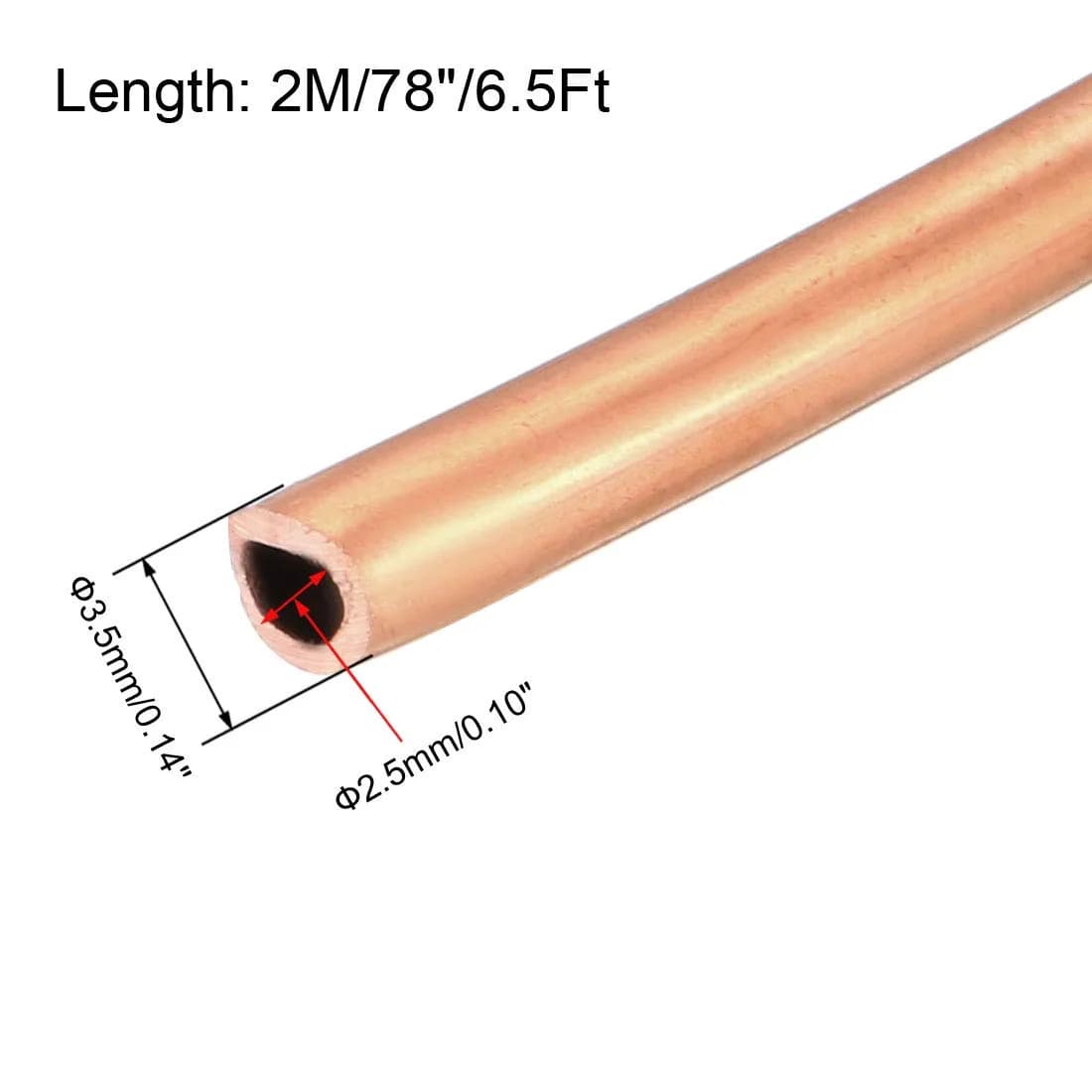 uxcell Soft Coil Copper Refrigeration Tubing 2m (6.5 Ft) | HVAC & AC Repair Coil - view 2