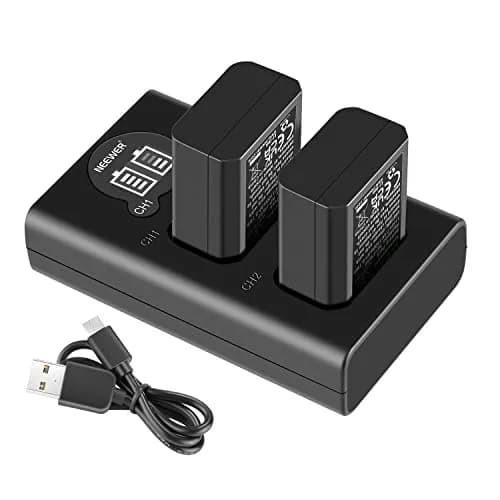 NEEWER Camera Battery Charger Set for Sony NP-FW50 ZV-E10 A7 Series, 2x1100mAh Batteries & Dual USB Charger thumbnail 1