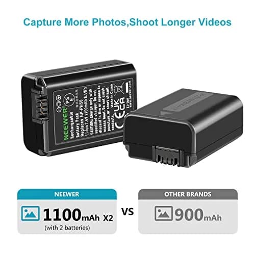 NEEWER Camera Battery Charger Set for Sony NP-FW50 ZV-E10 A7 Series, 2x1100mAh Batteries & Dual USB Charger thumbnail 4