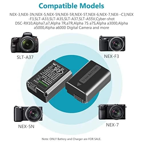 NEEWER Camera Battery Charger Set for Sony NP-FW50 ZV-E10 A7 Series, 2x1100mAh Batteries & Dual USB Charger thumbnail 5