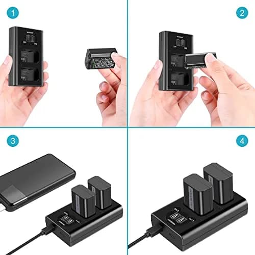 NEEWER Camera Battery Charger Set for Sony NP-FW50 ZV-E10 A7 Series, 2x1100mAh Batteries & Dual USB Charger thumbnail 6