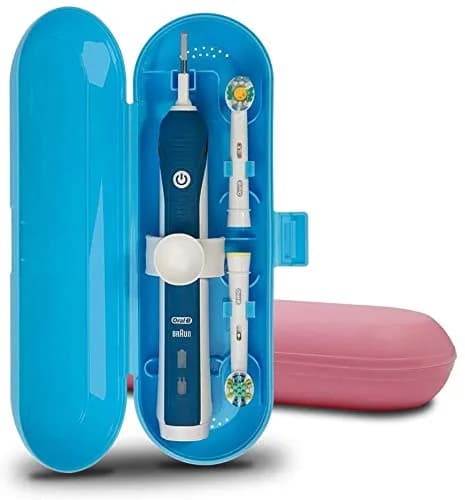 Nincha Travel Case for Oral-B Pro Series | Portable, Food-Safe Plastic, Fits 1 Handle & 3 Brush Heads — BluePink