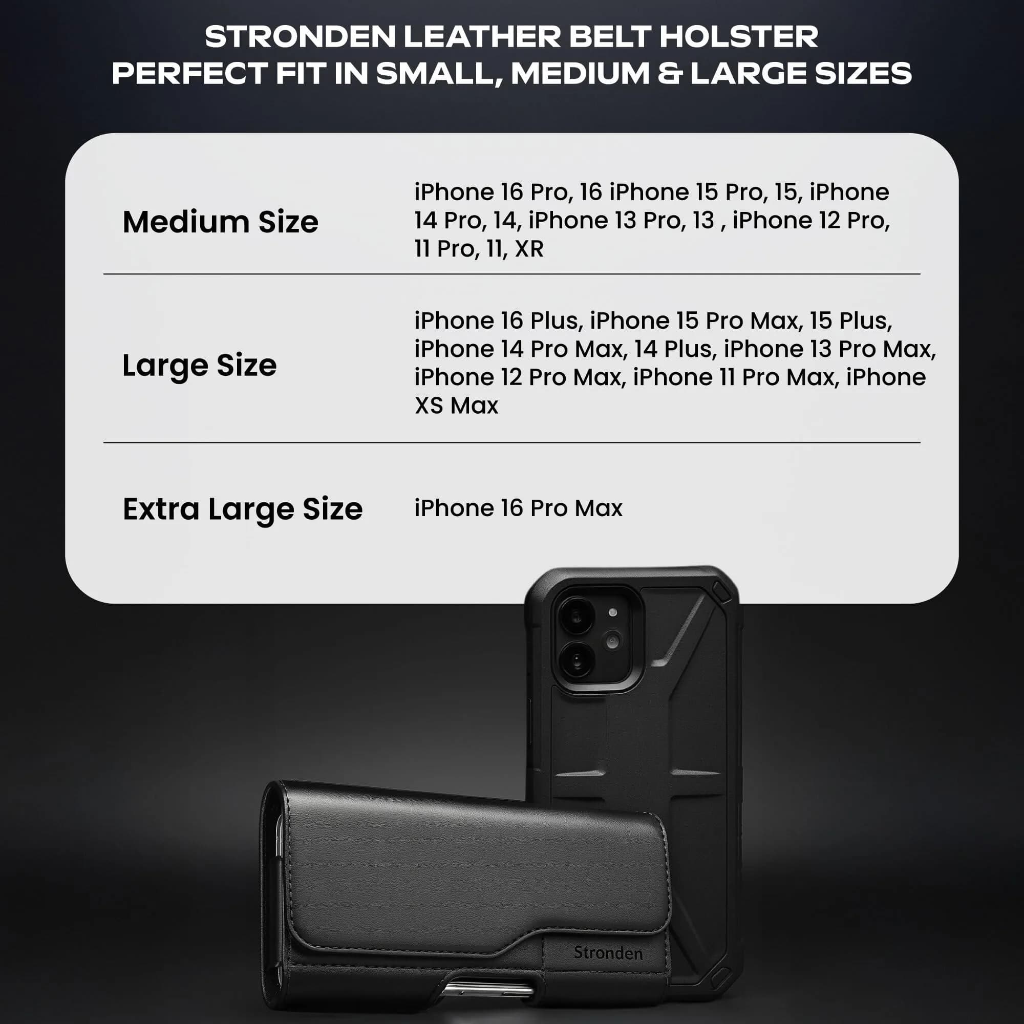 Stronden Leather Holster for iPhone 17 Pro, 17e, 16 Pro, 15 Pro, 14 Pro, 13 Pro, 12 Pro, 11, XR | Secure Magnetic Closure thumbnail 7