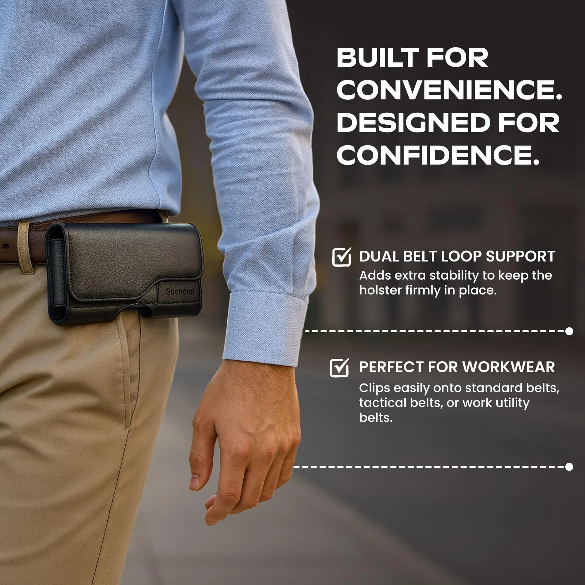 Stronden Leather Holster for iPhone 17 Pro, 17e, 16 Pro, 15 Pro, 14 Pro, 13 Pro, 12 Pro, 11, XR | Secure Magnetic Closure thumbnail 4