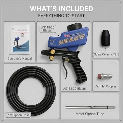 LE LEMATEC Sand Blaster Gun Kit for Air Compressor Rust Removal | Portable, Dual Mode, Ceramic Nozzle thumbnail 5