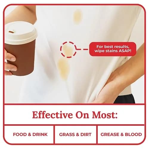 Emergency Stain Rescue Stain Remover Wipes 25 Pack | Versatile Stain Removal for Clothes, Carpets & Upholstery thumbnail 6