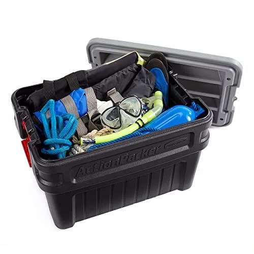 Rubbermaid ActionPacker 24 Gal Lockable Storage Box Pack of 2 | Rugged Outdoor Industrial Bins thumbnail 5