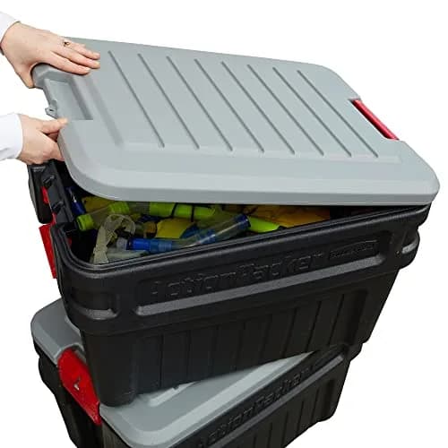 Rubbermaid ActionPacker 24 Gal Lockable Storage Box Pack of 2 | Rugged Outdoor Industrial Bins thumbnail 8