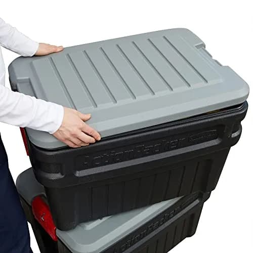 Rubbermaid ActionPacker 24 Gal Lockable Storage Box Pack of 2 | Rugged Outdoor Industrial Bins thumbnail 9