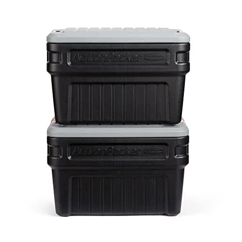 Rubbermaid ActionPacker 24 Gal Lockable Storage Box Pack of 2 | Rugged Outdoor Industrial Bins thumbnail 2