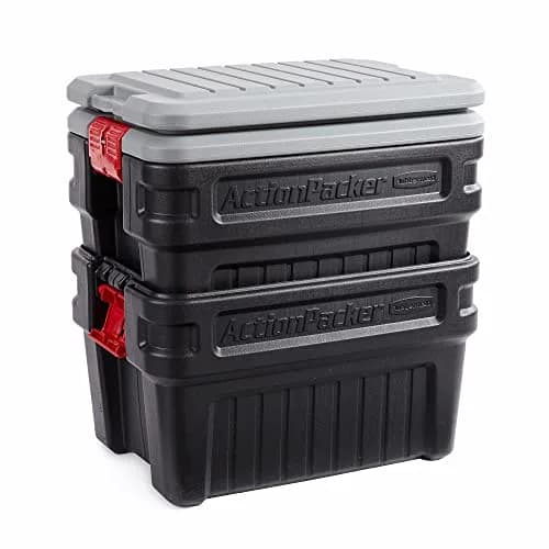 Rubbermaid ActionPacker 24 Gal Lockable Storage Box Pack of 2 | Rugged Outdoor Industrial Bins thumbnail 3