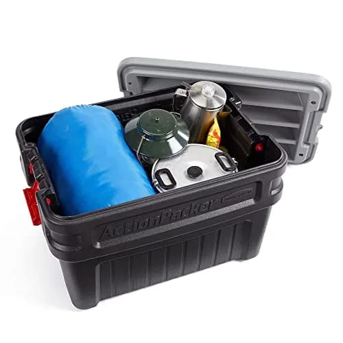 Rubbermaid ActionPacker 24 Gal Lockable Storage Box Pack of 2 | Rugged Outdoor Industrial Bins thumbnail 4