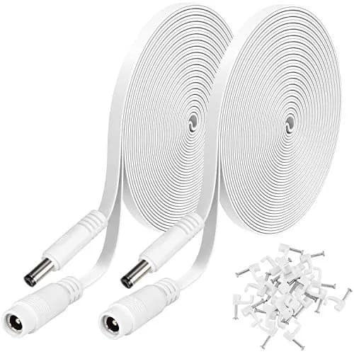 Uogw 2 Pack 20ft/6m DC Power Extension Cable 2.1mm x 5.5mm | Compatible with 12V DC Adapter for CCTV, IP Camera, LED, Car, White thumbnail 1