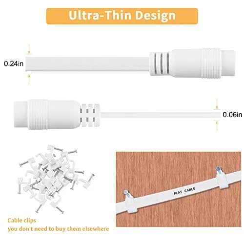 Uogw 2 Pack 20ft/6m DC Power Extension Cable 2.1mm x 5.5mm | Compatible with 12V DC Adapter for CCTV, IP Camera, LED, Car, White thumbnail 4