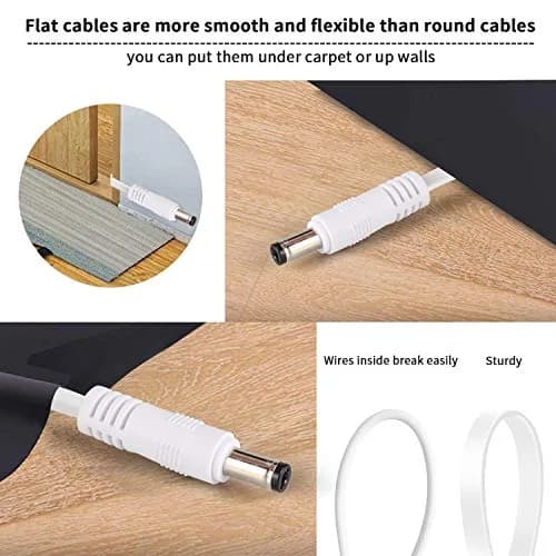Uogw 2 Pack 20ft/6m DC Power Extension Cable 2.1mm x 5.5mm | Compatible with 12V DC Adapter for CCTV, IP Camera, LED, Car, White thumbnail 3