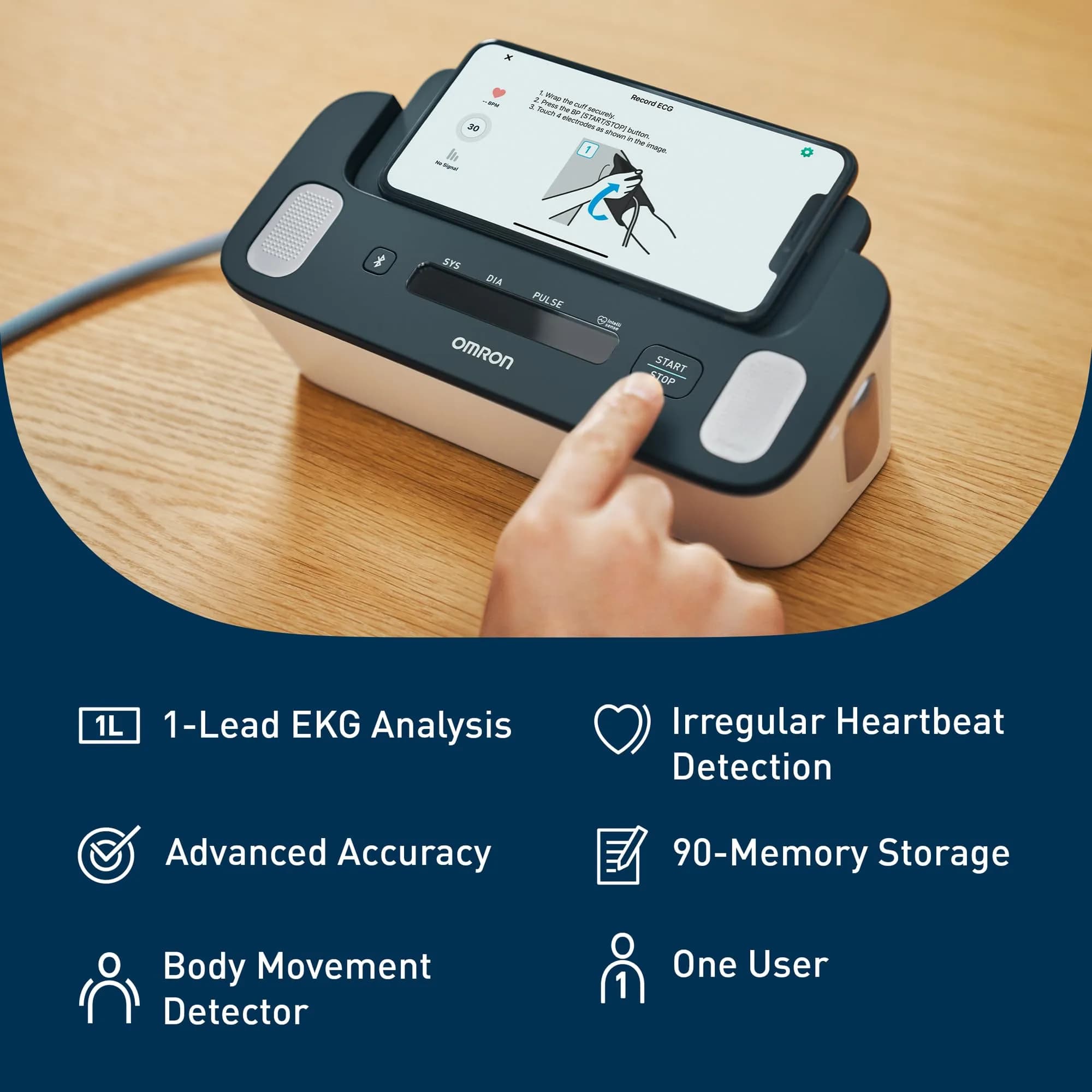 OMRON Complete 2-in-1 Blood Pressure Monitor + EKG BP7900 Black | Advanced Accuracy & Bluetooth Sync - view 2