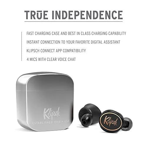 Klipsch T5 True Wireless Earbuds, Silver, 20m Bluetooth 5 | Legendary Acoustic Clarity thumbnail 6