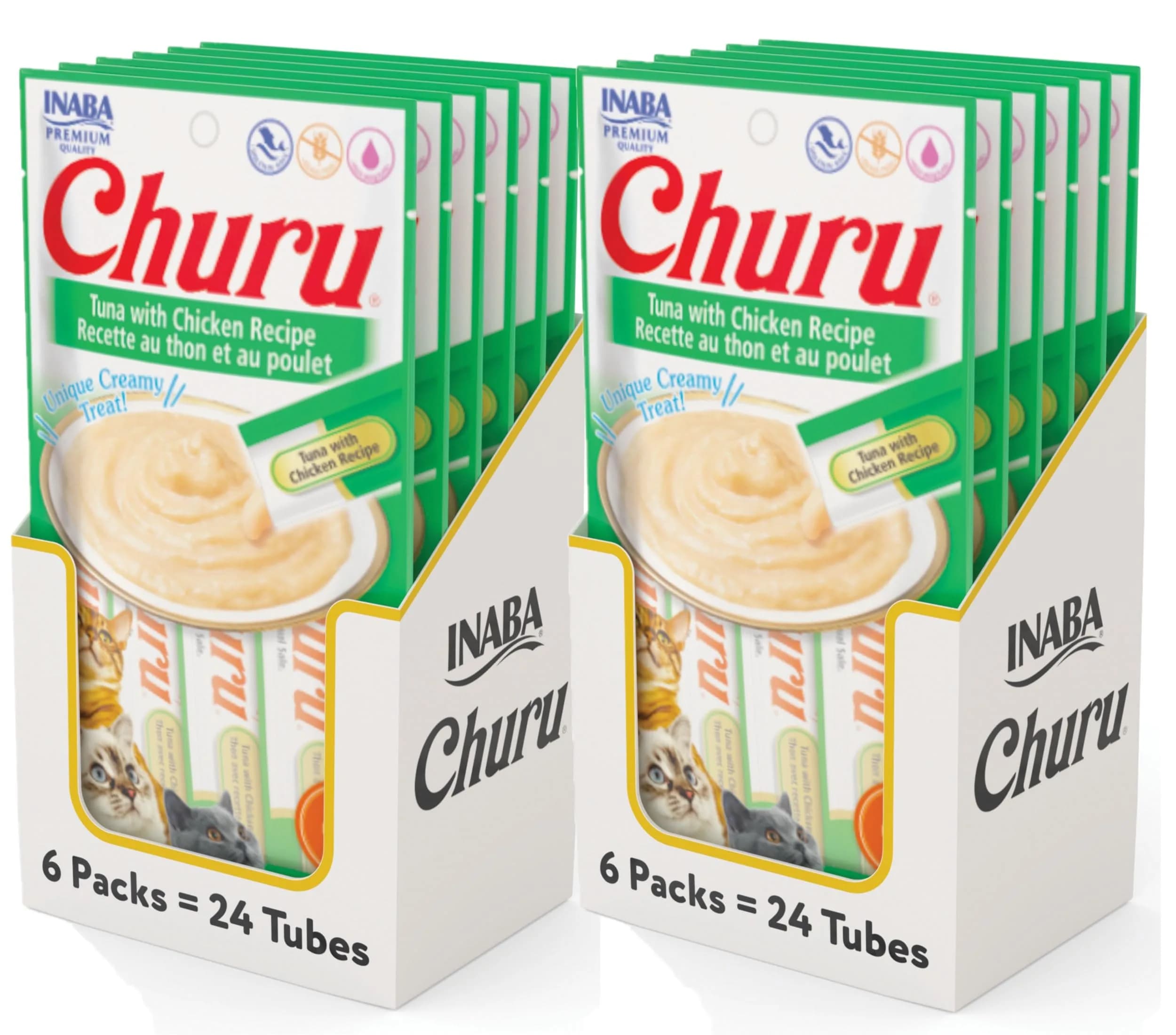 INABA Churu Cat Treats Tuna with Chicken Recipe | 0.5 Oz Tubes (Pack of 48) - main product image