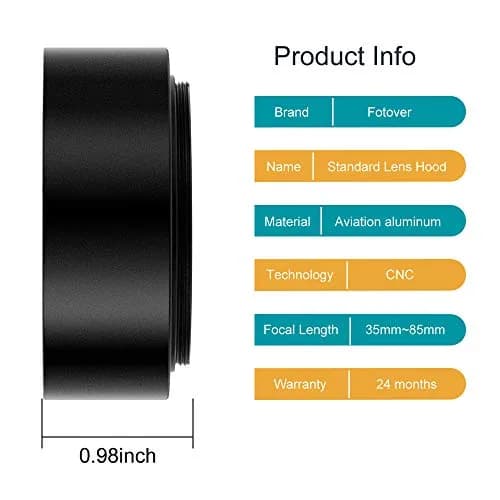 X-SweetDream 40.5mm Metal Lens Hood & Cap | Prevent Lens Flare & Dust thumbnail 3