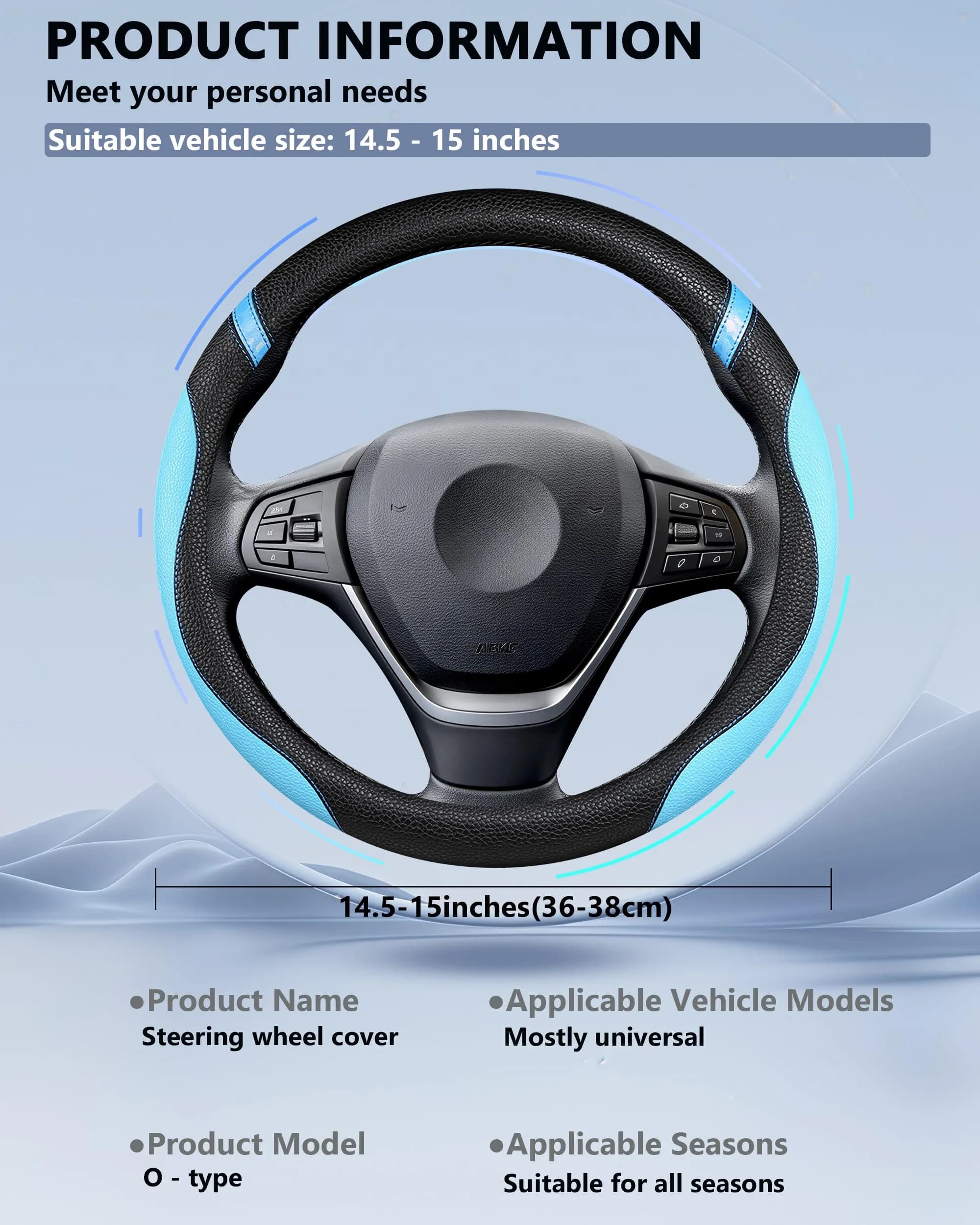 Cxtiy Universal Leather Steering Wheel Cover 38cm (15 Inch) Rose | Breathable, Anti-Slip Grip for Cars - view 6