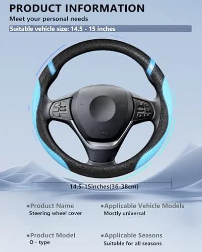 Cxtiy Universal Leather Steering Wheel Cover 38cm (15 Inch) Rose | Breathable, Anti-Slip Grip for Cars thumbnail 6